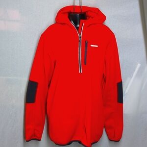 Avalanche 1/4 zip orange hooded waffle shirt